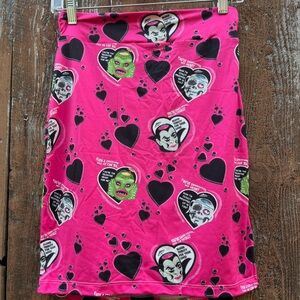 Vibrant Pink and Black Casual Pencil Skirt